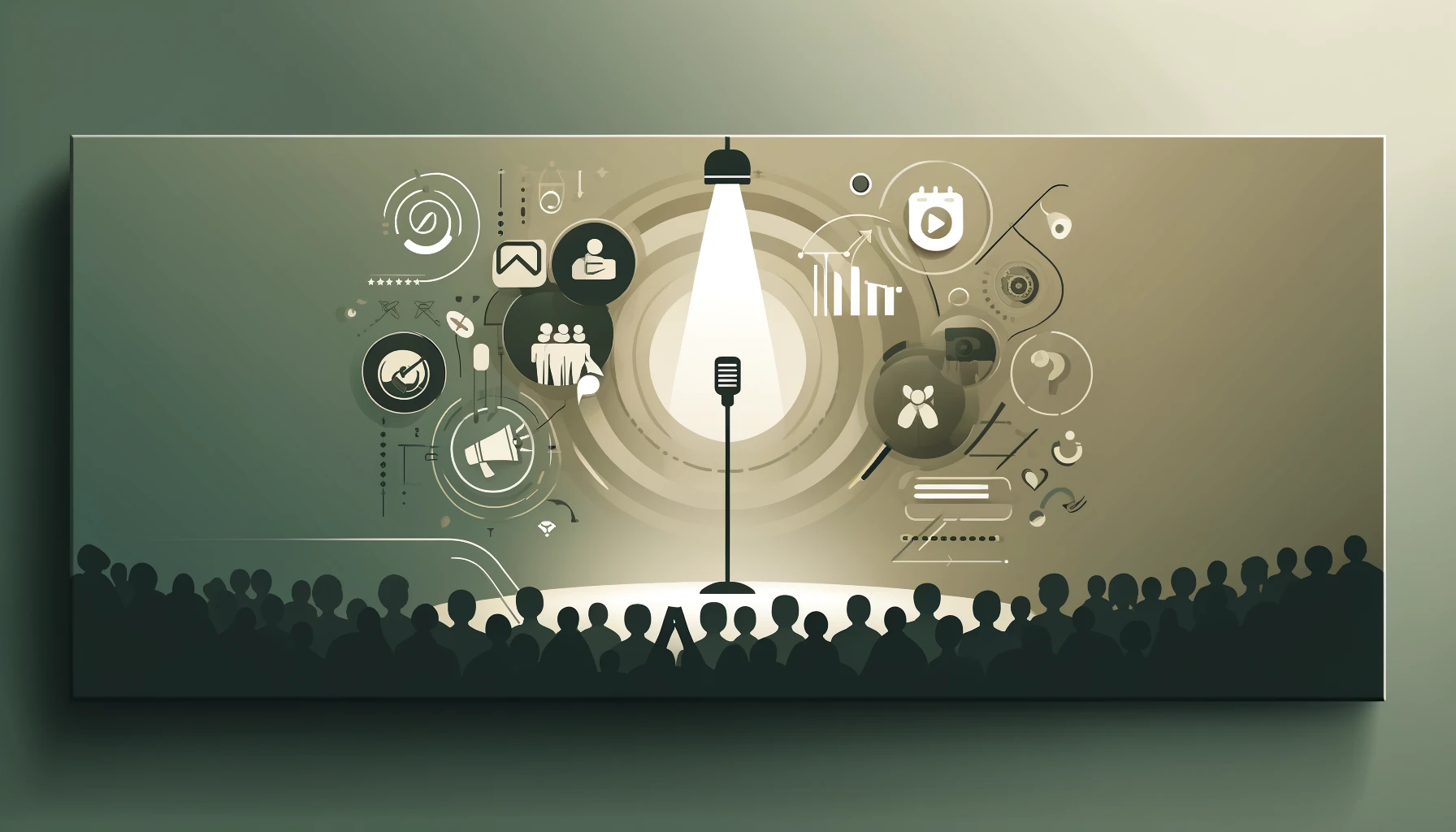 Sensible About Marketing LTD 4 DALL·E 2024 04 19 13.06.42 Design a clean and minimalistic banner image focused on the theme of event marketing. The image should primarily feature the color khaki green embody